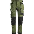 Snickers AllroundWork stretchbukser khaki grøn/sort