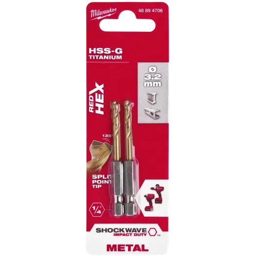 Milwaukee Red Hex shockwave™ HSS-Tin metalbor 3,2 mm