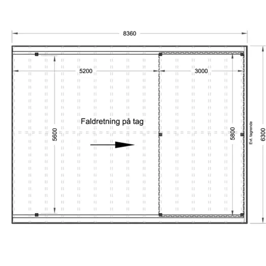 Christian dobbelt carport med redskabsrum 836x630 cm - m/plast trapeztag