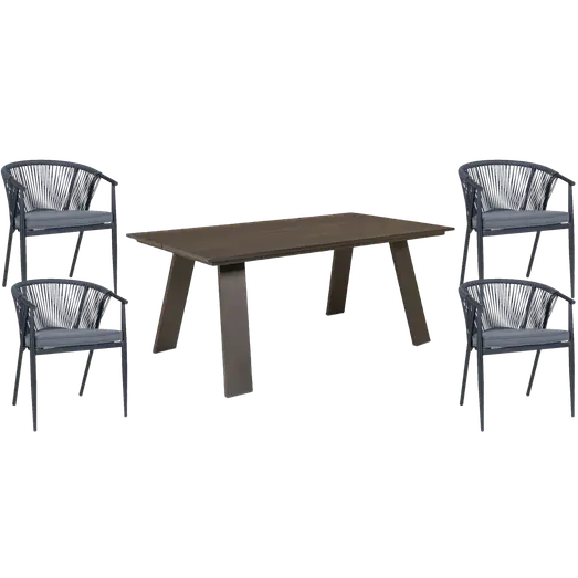 Anholt/Dragør havemøbelsæt bord og 4 stole grå