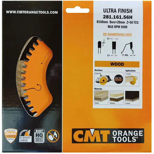 CMT savklinge til bordsave Ø160 mm laminat- og spånplader