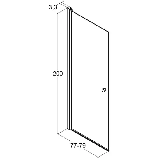 Scanbad svingdør A 79x200cm børstet satin/isglas