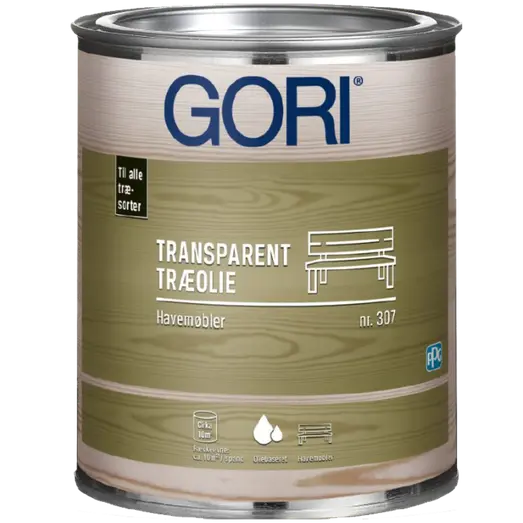 Gori 307 transparent træolie til havemøbler, nyatoh