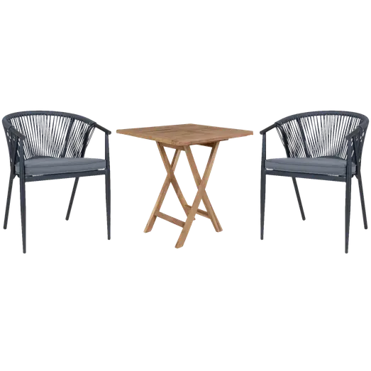 Alba cafésæt med 2 Dragør stole grå rebflet