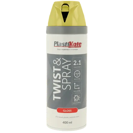 Plasti-Kote twist spraymaling 400 ml blank gul