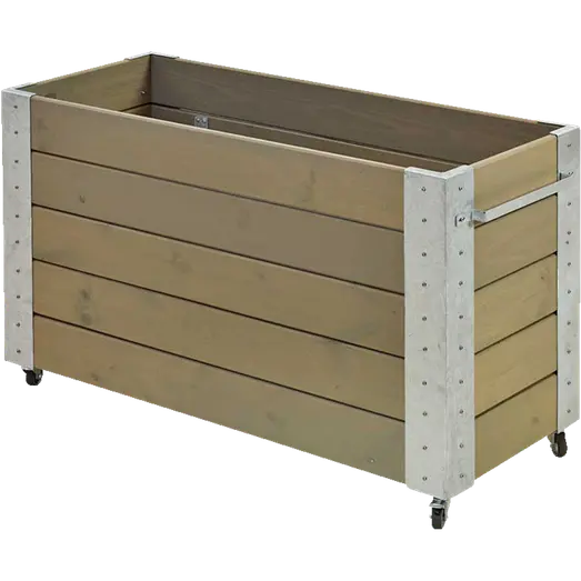 Cubic Blomsterkasse med hjul 120x50 cm gråbrun