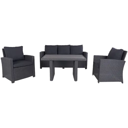 Langø sofasæt  m/hynder sort