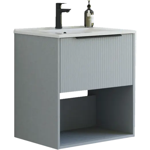 Scanbad NOW vaskeskab m/én skuffe og åbent rum 65,8x45,5 mat lyseblå stribet front