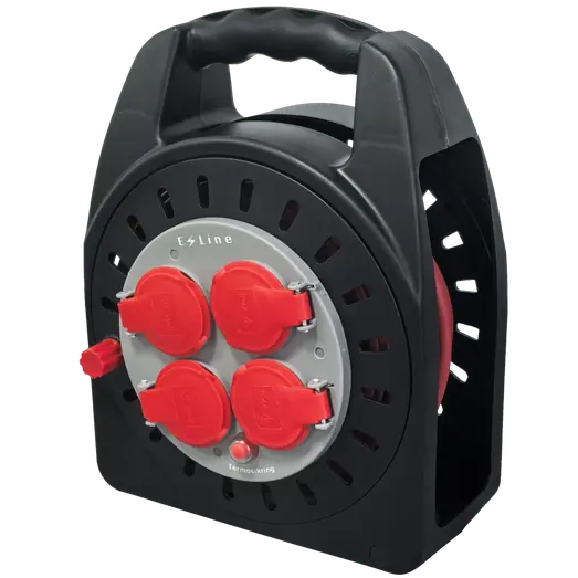 E-Line kabeltromle mini med 4 udtag 15 m