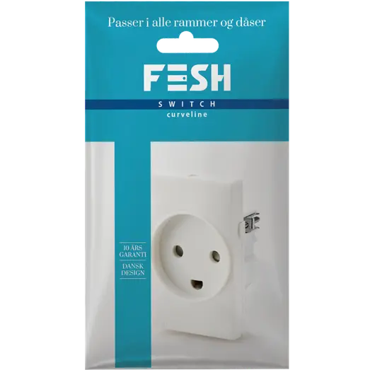 FESH SWITCH Curveline stikudtag 1,5 m/jord hvid