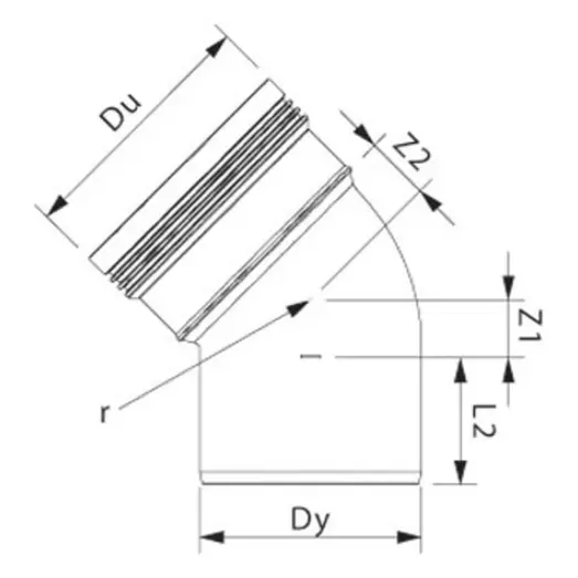 Wavin Wafix kloakrør PP rød bøjning 45° x 160 mm