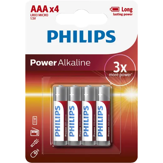 Philips Power alkaline LR03/AAA batteri 4 stk.