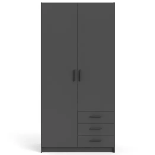 Sprint garderobeskab m/2 låger og 3 skuffer mat grå
