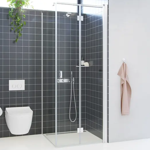 Scanbad brusevæg D 79x197,8cm børstet satin/klart glas