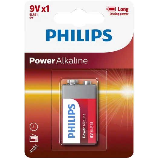 Philips Power Alkaline 6LR61/9V batteri 1 stk.