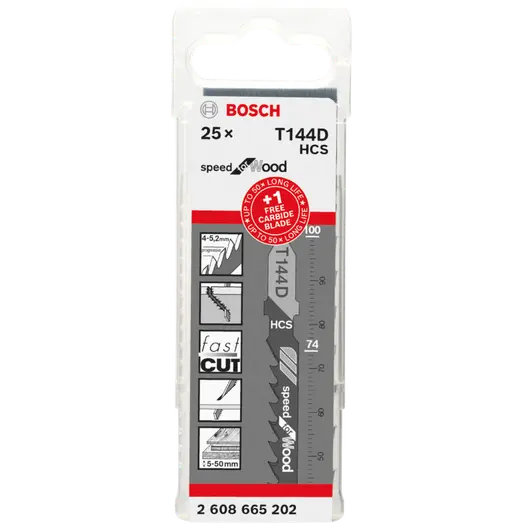 Bosch 25 stk. T 144 DHM + 1 EXPERT hårdttræ stiksavklingesæt