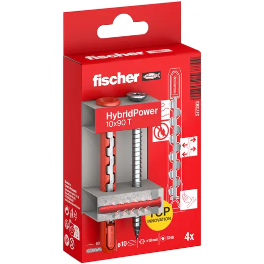 fischer nylon og metal plug HybridPower 10x90 T K 4 stk.