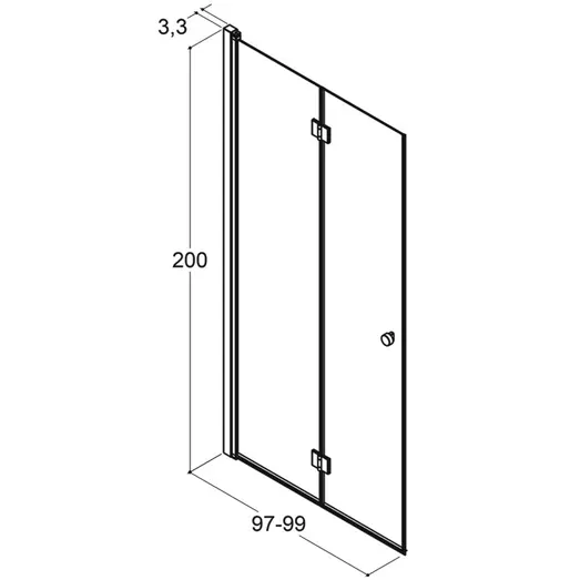 Scanbad foldedør 99x200cm børstet satin/isglas