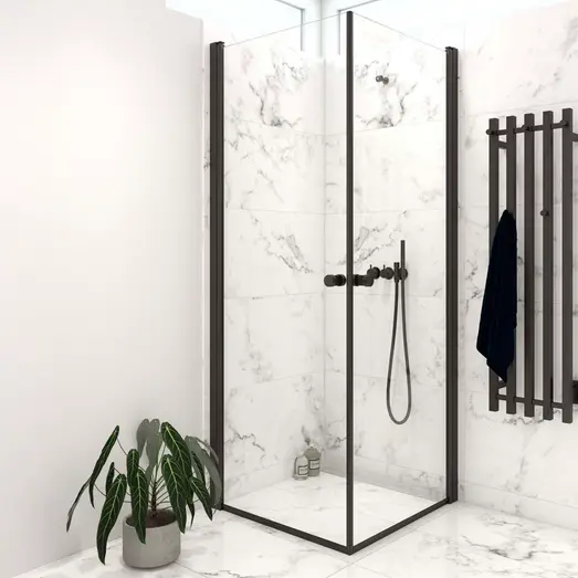 Scanbad brusedør 89x200 cm mat sort