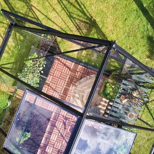Halls glasmontageliste sort t/ICON Gardenhouse 8 13 m² m/ hærdet glas