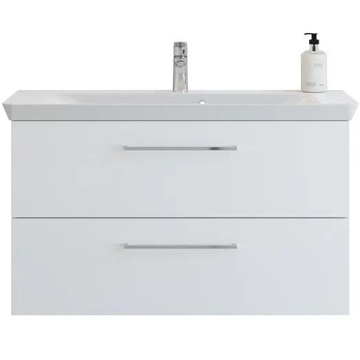 Scanbad vaskeskab m/marbelle vask 100cm mat hvid