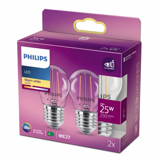 Philips Classic LED pære E27 25W 2 pack