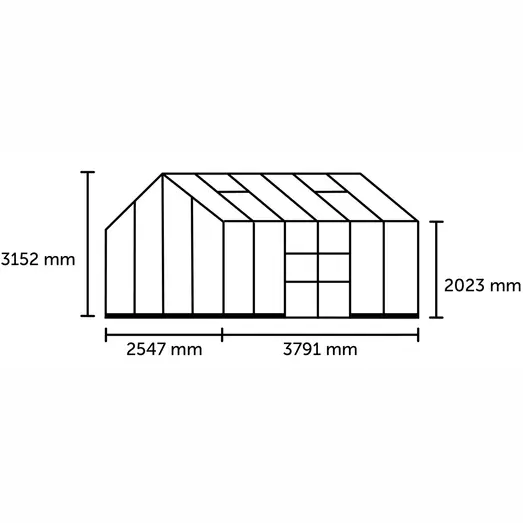 Halls ICON Planthouse 8 13 m² sort m/3 mm hærdet glas og fundament