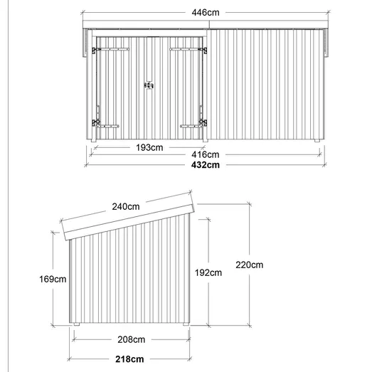 Plus Nordic Multi havehus 9,5 m² 2 moduler med dobbeltdør lukket front