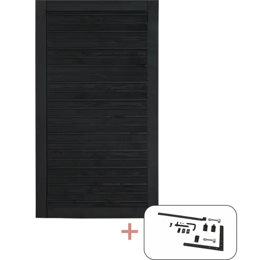 PLUS Plank enkeltlåge 100×163 cm sort PEFC inkl. sort beslag