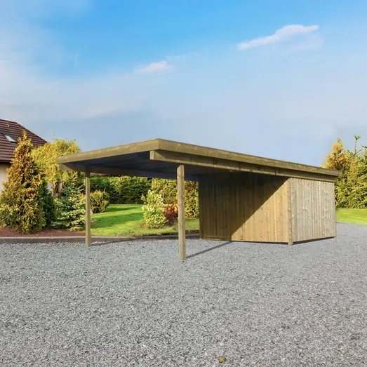 Valdemar carport med redskabsrum 836x420 cm - UDEN TAG