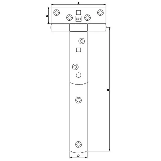 PN T-bladhængsel 310 mm varmforzinket sort
