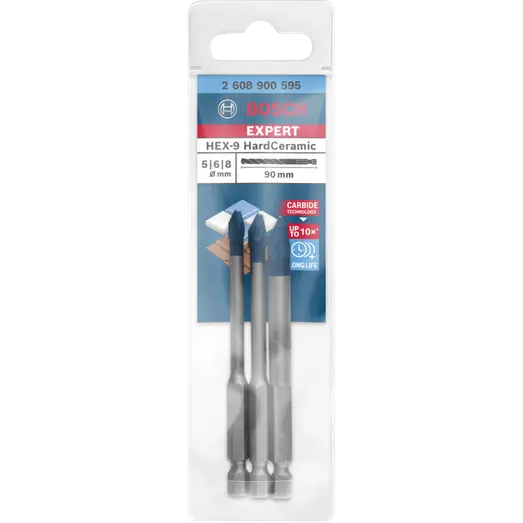 Bosch EXPERT HardCeramic HEX-9-borsæt, 5/6/8 mm, 3 stk.