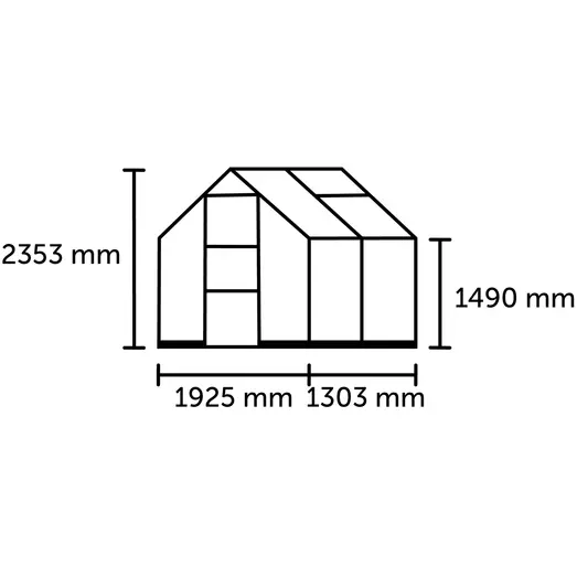 Halls ICON 6 2,5 m² sort m/3 mm delt glas og fundament