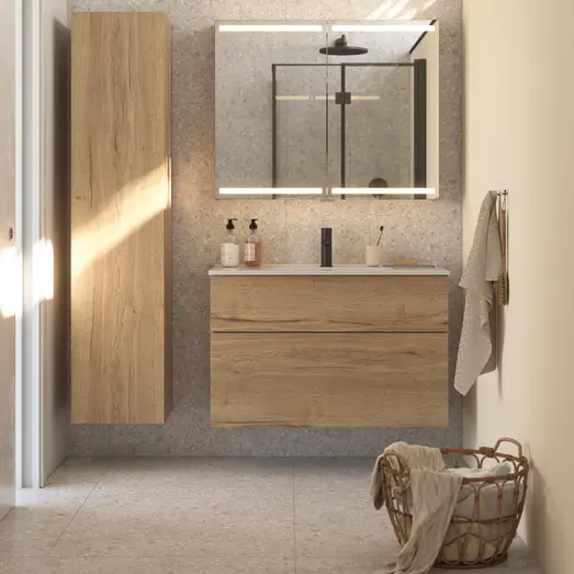 Scanbad Level spejlskab 100x80cm natur eg