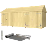 Plus Classic Multi Havehus 14,5 m² 3 moduler m/enkelt og dobbeltdør inkl. tagpap/alulister/H-stolpefødder
