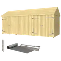 Plus Classic Multi Havehus 14,5 m² 3 moduler m/enkelt og dobbeltdør inkl. tagpap/alulister/H-stolpefødder