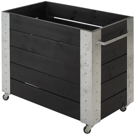 Plus Cubic blomsterkasse med hjul 87x50 cm sort