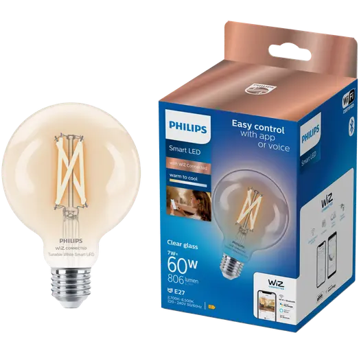 Philips Smart WiZ white LED pære E27 6,7W globe klar