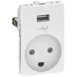 LK Fuga stikkontakt m/USB-lader hvid