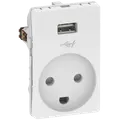 LK Fuga stikkontakt m/USB-lader hvid