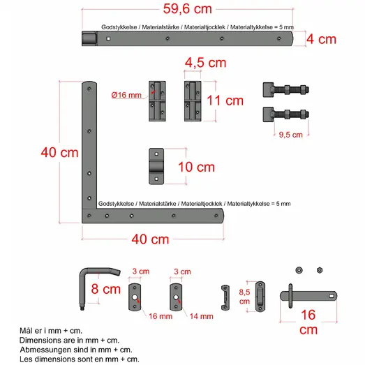 PLUS Plank enkeltlåge inkl. beslag 100×125 cm