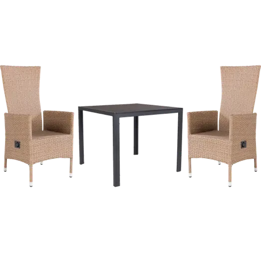 Guldborg havemøbelsæt med 2 Søby kurvestole natur