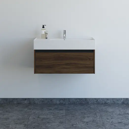 Scanbad badmøbel m/Asyre vask/højre brun eg