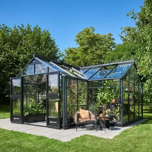 Juliana Orangeri 21,5 m² antracit/sort 3 mm hærdet glas