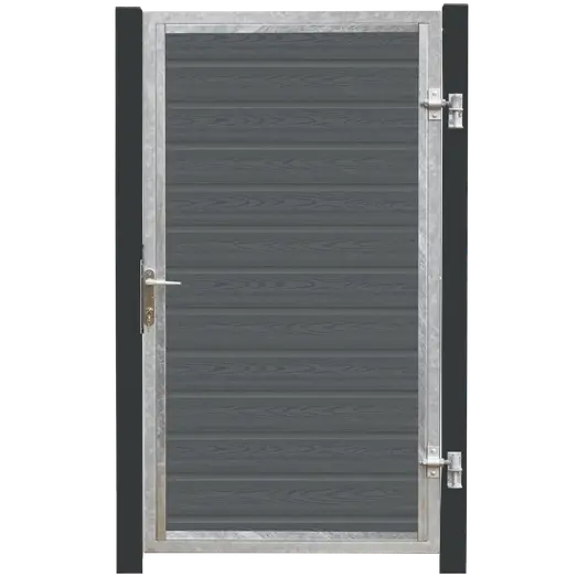PLUS Artura komposit enkeltlåge 115×175 cm højrehængt m/gråsorte stolper til nedstøbning