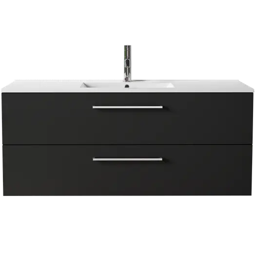 Badskab Milano med vask og 2 skuffer sort 120x45x60 cm