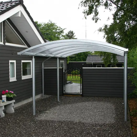 Enkelt stålcarport 3060x5200 mm med buet termotag