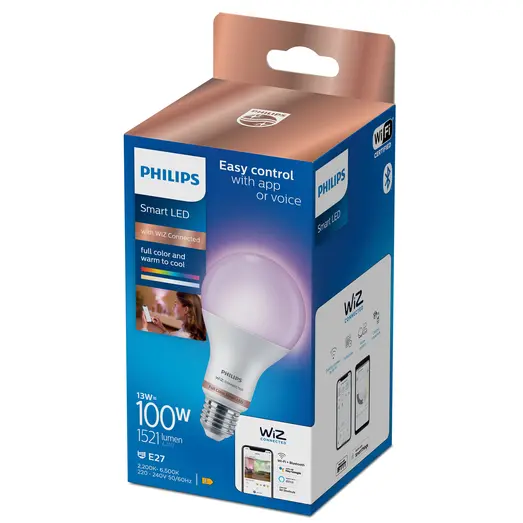 Philips Smart WiZ color LED pære E27 13W standard mat