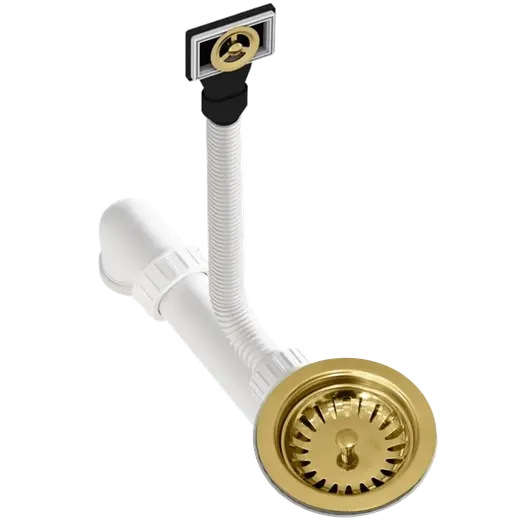 Flow FL40 bundventilsæt til køkkenvask PVD gun messing