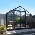 Elmholm Exclusive drivhus antracit med hærdet glas, inkl. sokkel 9,01 m²